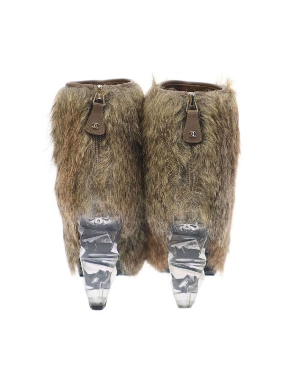 Chanel 10 AW Fur Short Boots Beige 36 - Picture 3 of 10